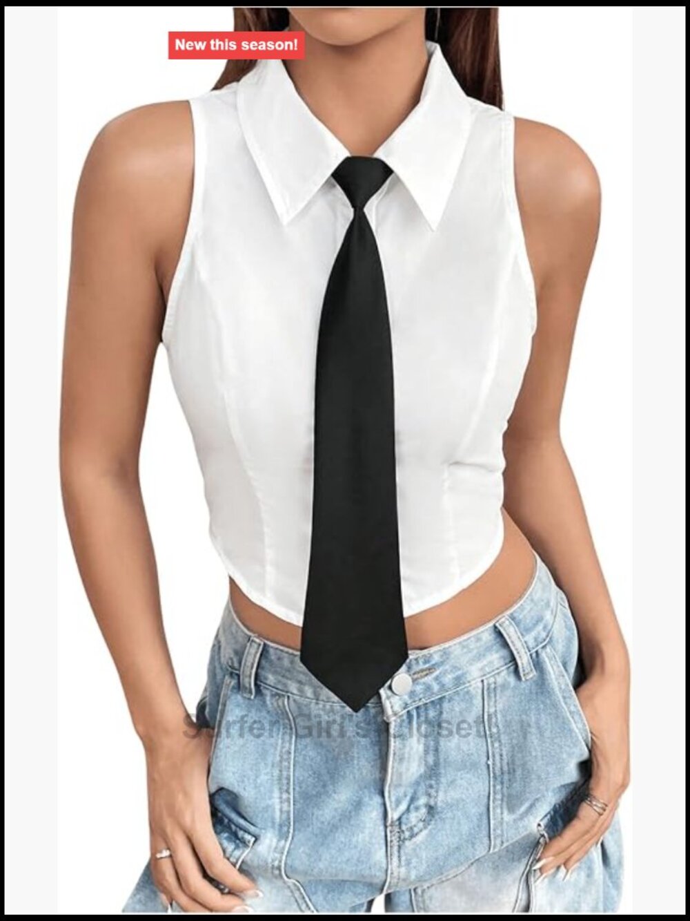 Sleeveless Button Down Crop Shirt Summer Tank Top
